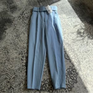 Zara High Waisted Belted Light Blue Trousers Size XS